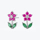 14K Gold Ruby and Diamond Flower Stud Earrings