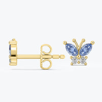 Aquamarine and Diamond Butterfly Earrings