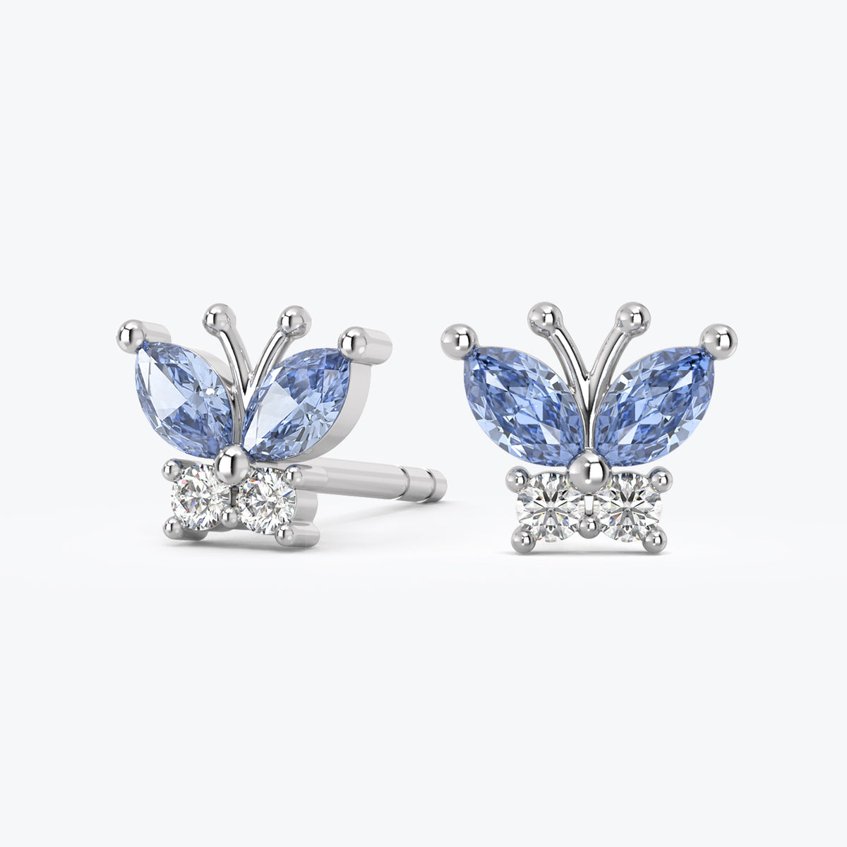 Aquamarine and Diamond Butterfly Earrings