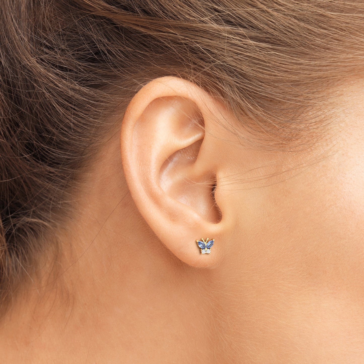 Aquamarine and Diamond Butterfly Earrings