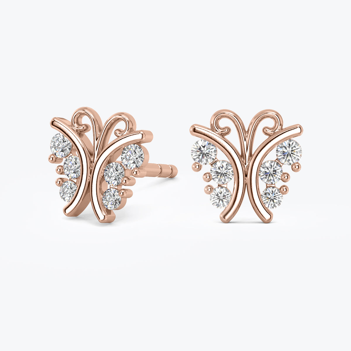 Minimalist Diamond Butterfly Earrings