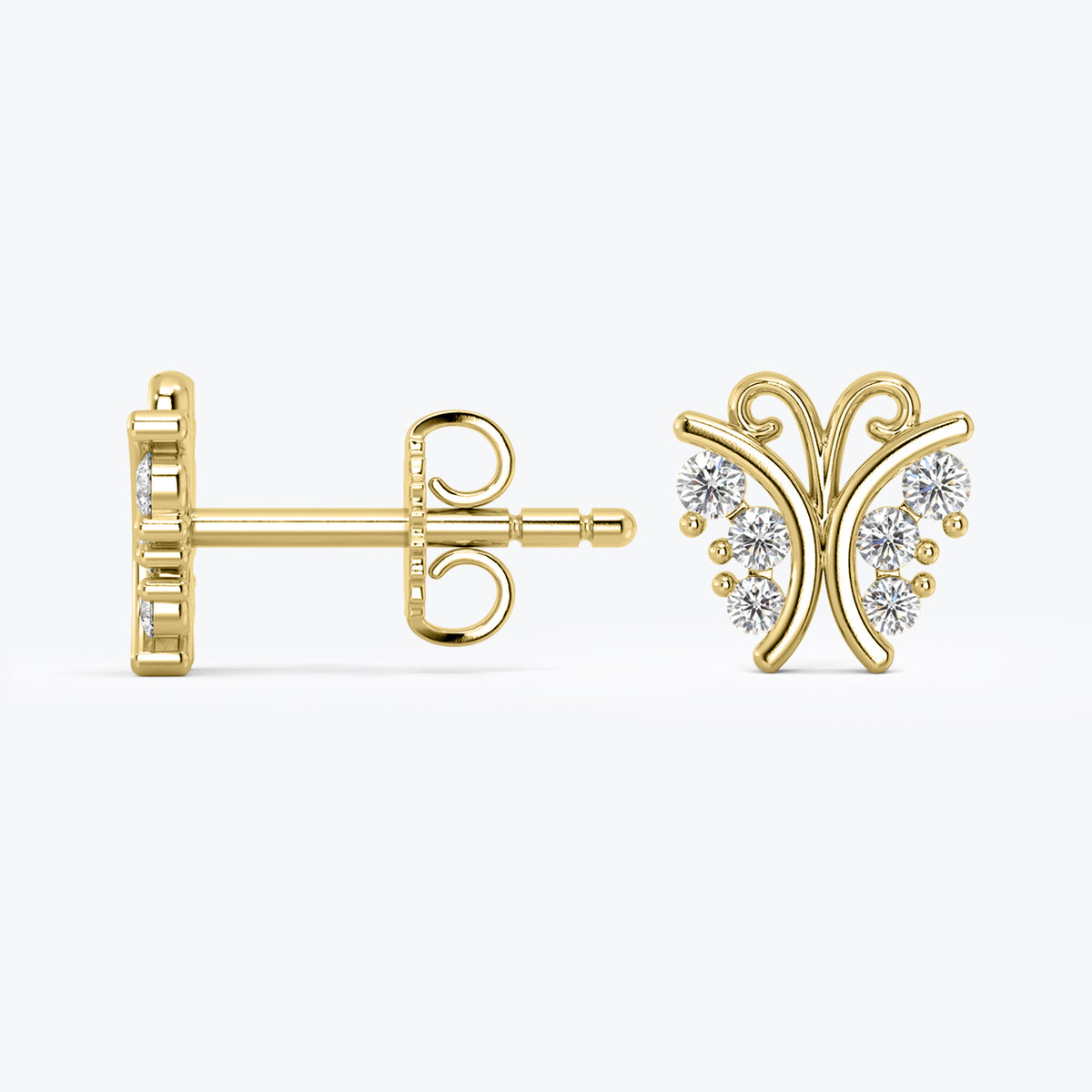 Minimalist Diamond Butterfly Earrings