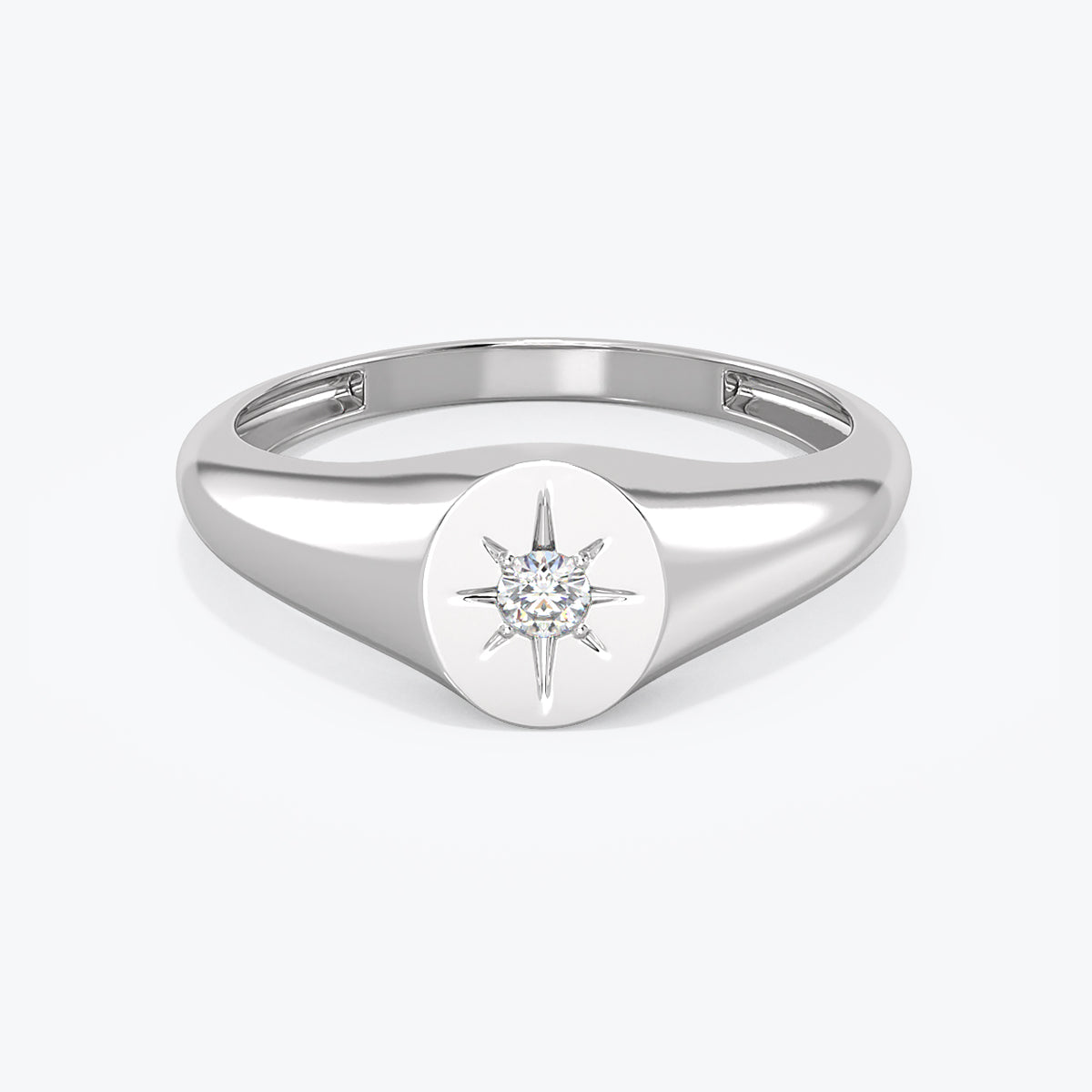 14K Yellow Gold Starburst Signet Ring