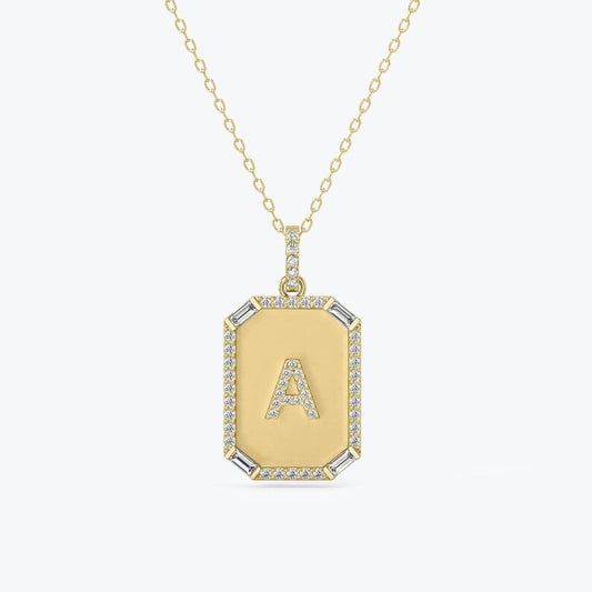 14K Yellow Gold & 0.26TCW Diamond Dog Tag Necklace