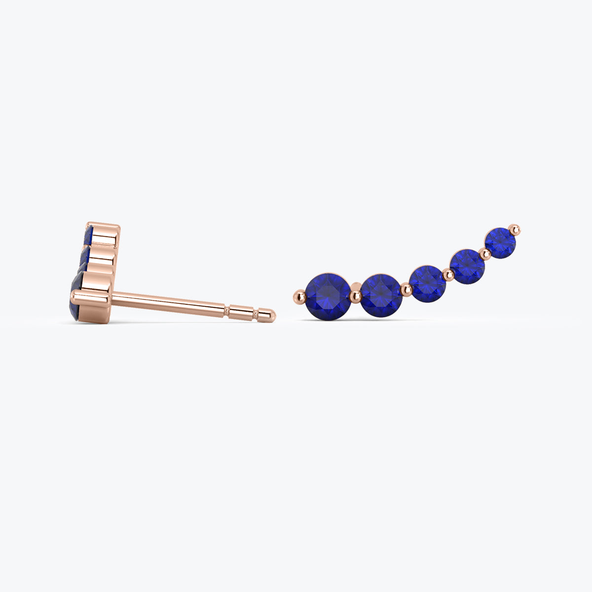 Curved Blue Sapphire Earrings, 14k Gold Studs, Blue Sapphire Studs, Ear Climber Earrings, Dainty Earrings, Minimalist Earrings, Curved Studs