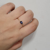 Oval Cut Blue Sapphire And Diamond Engagement Ring, 14K Vintage Solitaire Sapphire Ring, Three Stone Engagement Ring, Anniversary Gift