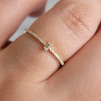 Mini Baguette-Cut Diamond Ring In 14k Yellow Gold (0.15 CTw)