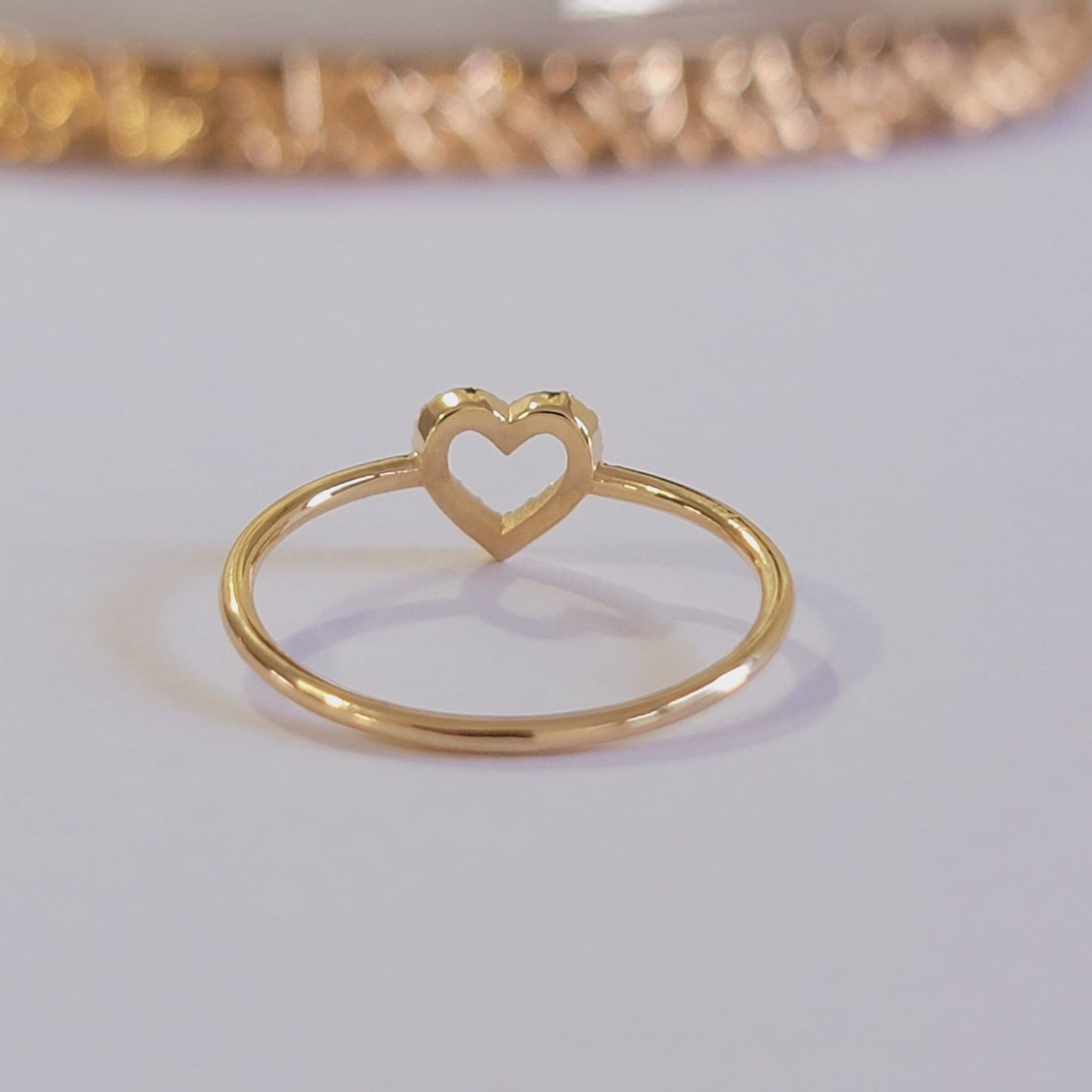 Diamond  Ring, 14K Solid Gold Open Heart Ring, Natural Diamond Band, Promise Ring,  Minimalist Gold Ring, 14k Promise Ring, White, Anika