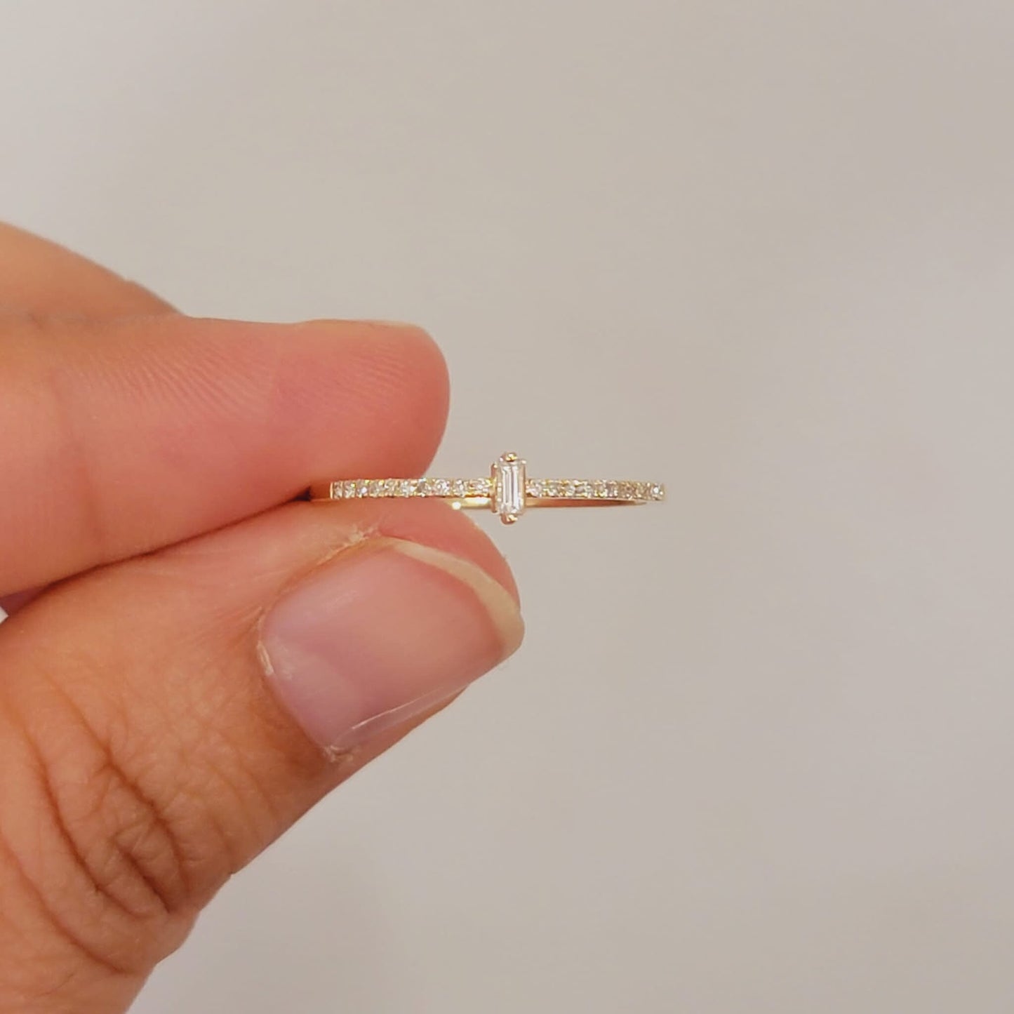 Mini Baguette-Cut Diamond Ring In 14k Yellow Gold (0.15 CTw)