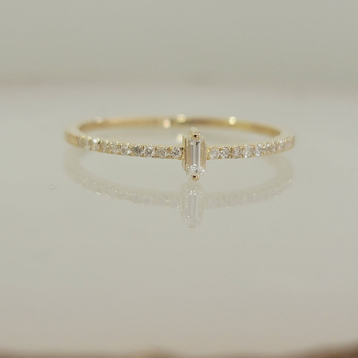 Mini Baguette-Cut Diamond Ring In 14k Yellow Gold (0.15 CTw)