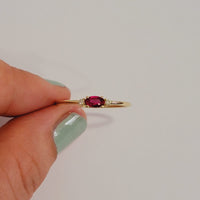 14k Solid Gold Ruby Ring, Three Stone Vintage Band, Mined Diamond Engagement Ring, Oval Gem Art Deco Ring, Solid Gold Diamond ring