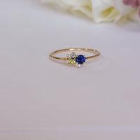 14k Gold Cluster Diamond and Gemstones Ring