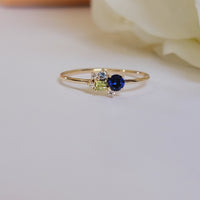 14k Gold Cluster Diamond and Gemstones Ring