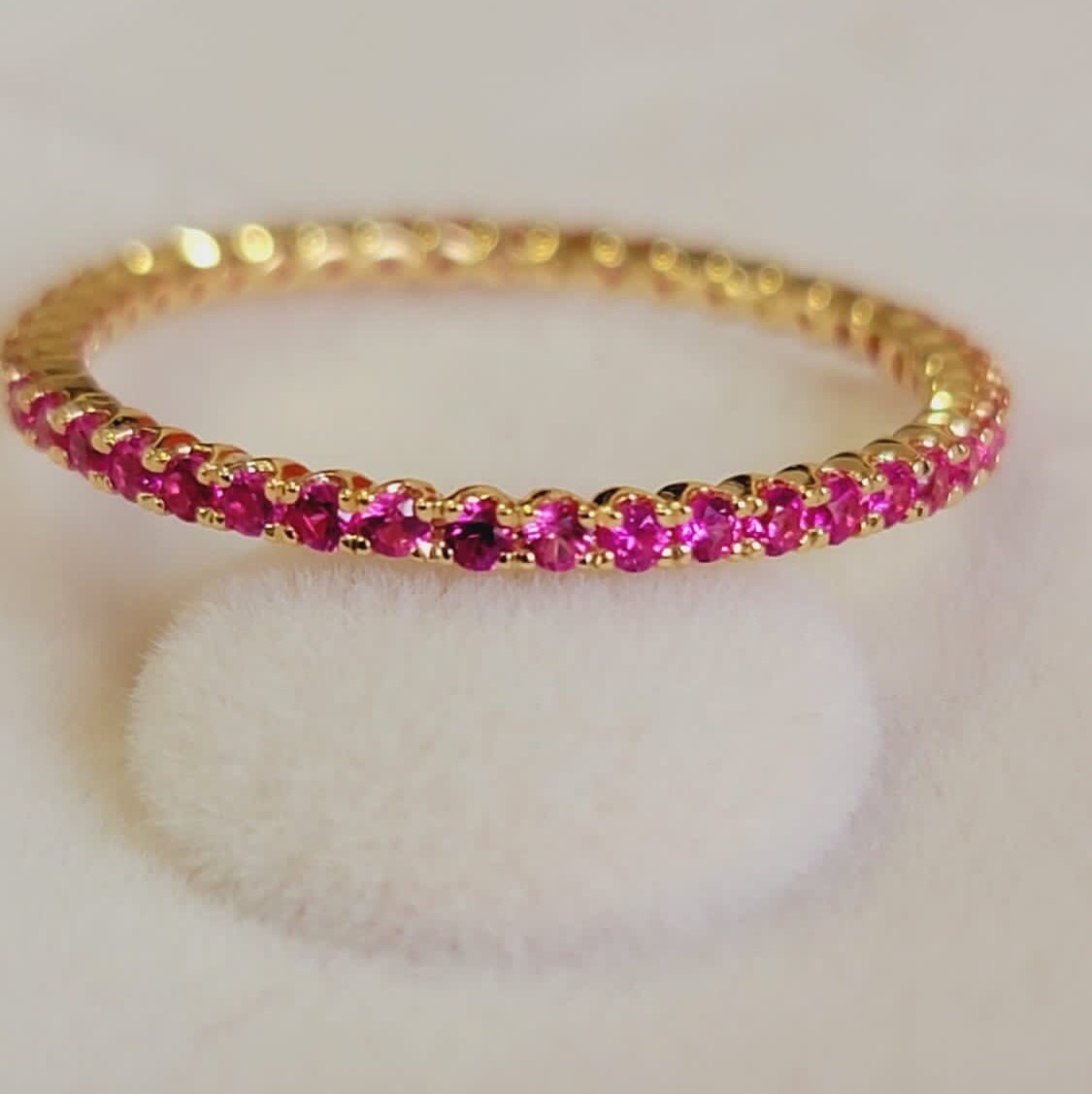 Natural Ruby Eternity Ring, 14K Solid Gold Eternity Band, Ruby Wedding Band, July Birthstone Band, Stackable Ring, Unique Wedding Band Women