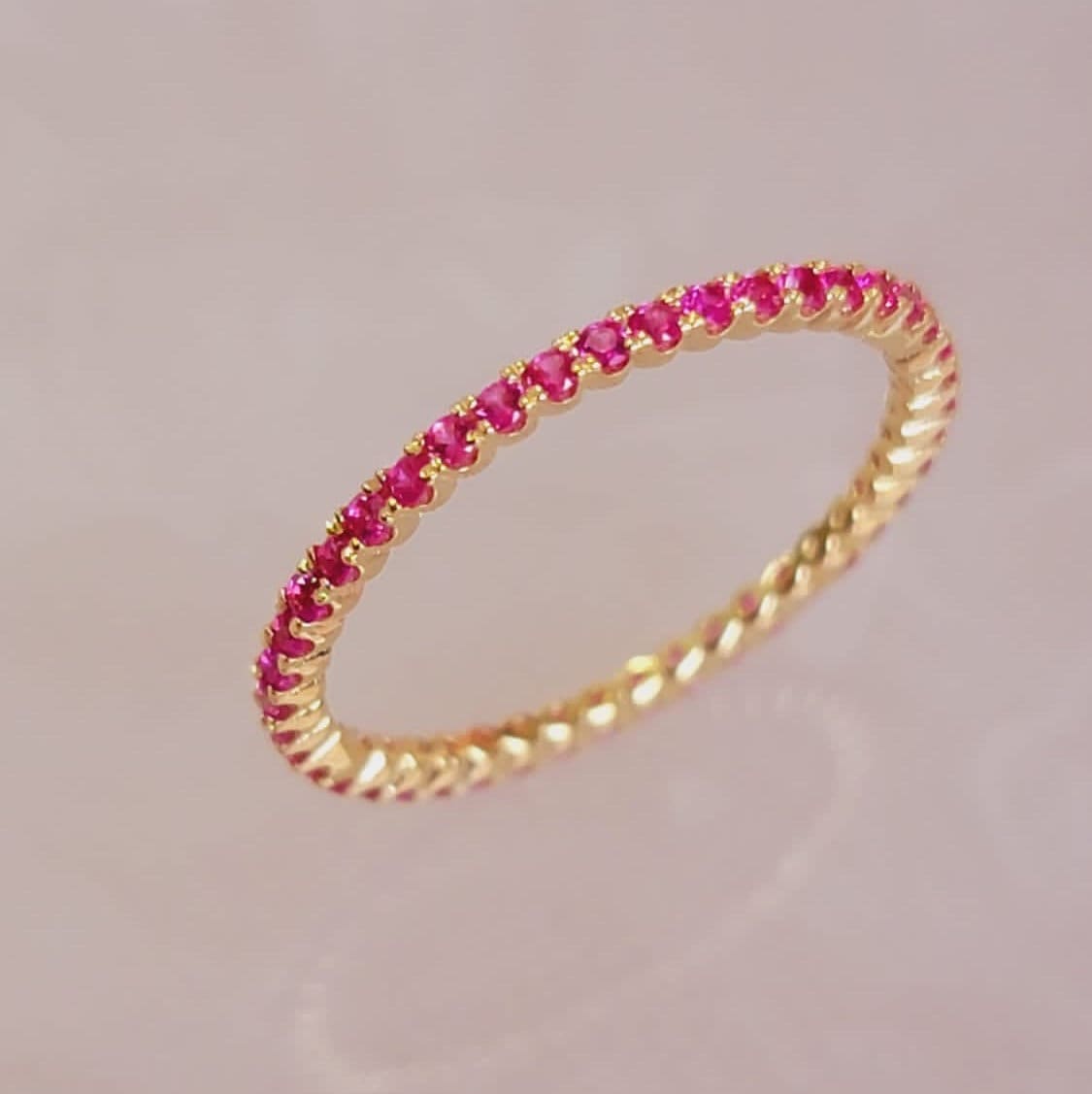 Natural Ruby Eternity Ring, 14K Solid Gold Eternity Band, Ruby Wedding Band, July Birthstone Band, Stackable Ring, Unique Wedding Band Women