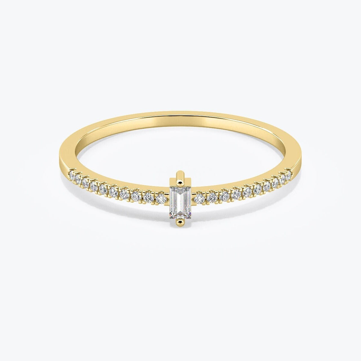 Mini Baguette-Cut Diamond Ring In 14k Yellow Gold (0.15 CTw)