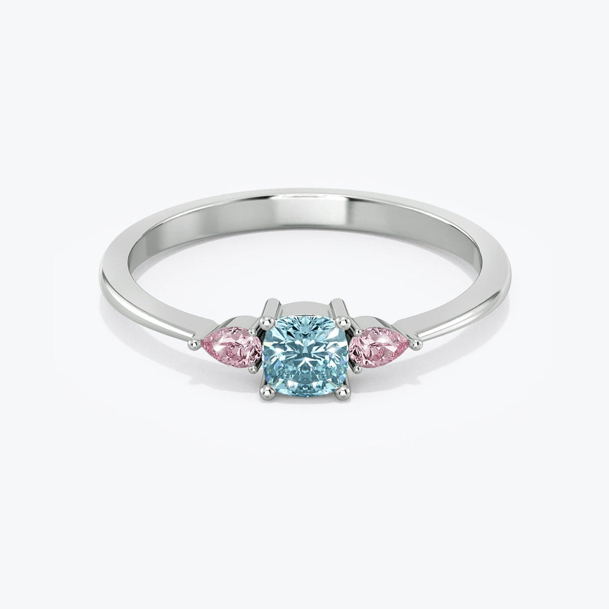 14k Gold Aquamarine Ring, Pink Sapphire ring, Cushion Cut Birthstone Ring, Birthstone Jewelry, Dainty Gemstone Ring, Pear Shape, Rose Gold