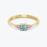 14k Gold Aquamarine Ring, Pink Sapphire ring, Cushion Cut Birthstone Ring, Birthstone Jewelry, Dainty Gemstone Ring, Pear Shape, Rose Gold