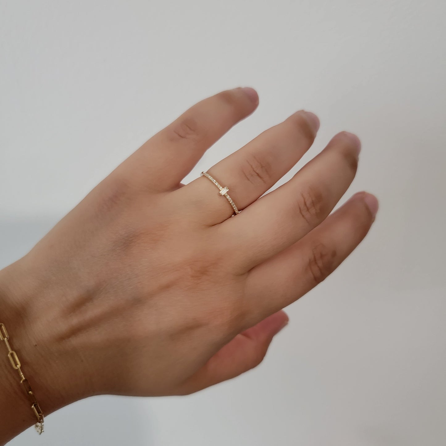 Mini Baguette-Cut Diamond Ring In 14k Yellow Gold (0.15 CTw)