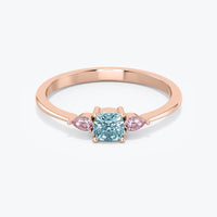 14k Gold Aquamarine Ring, Pink Sapphire ring, Cushion Cut Birthstone Ring, Birthstone Jewelry, Dainty Gemstone Ring, Pear Shape, Rose Gold