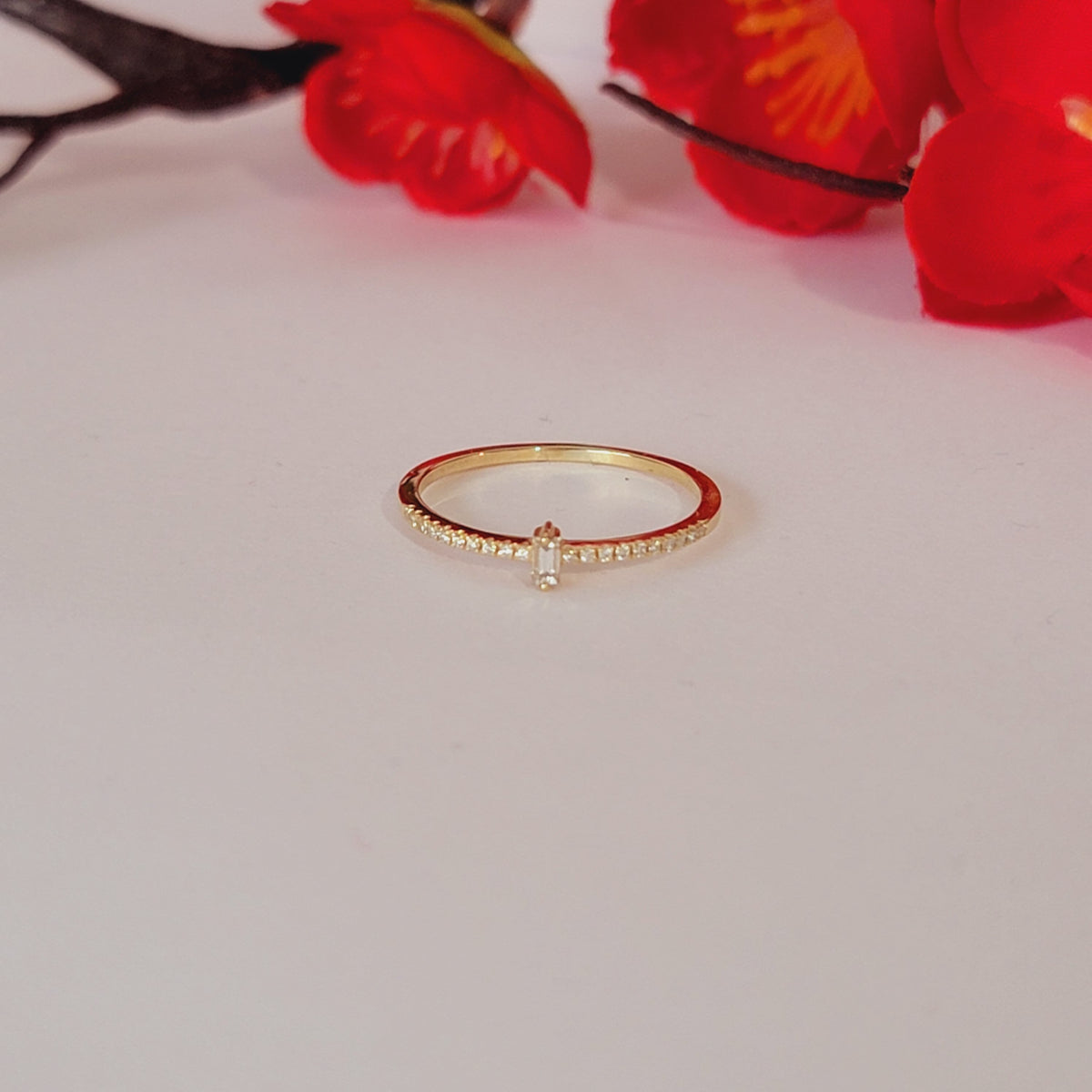 Mini Baguette-Cut Diamond Ring In 14k Yellow Gold (0.15 CTw)