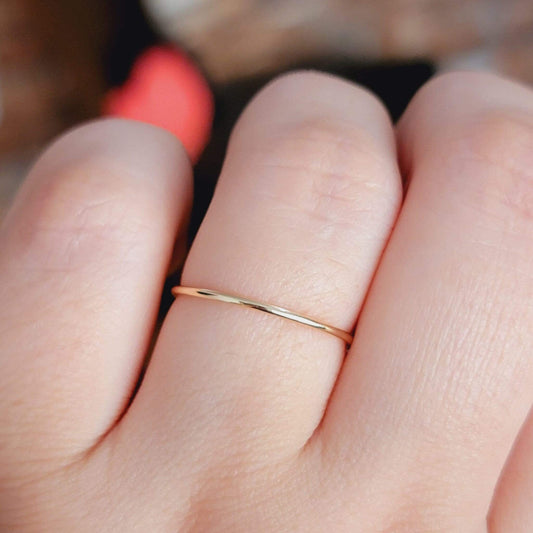 14k Solid Gold Thin Wedding Band, 1.1mm Minimalist Wedding Ring for Women, Simple Plain Ring, Dainty Gold Ring, Delicate Everyday Gold Ring