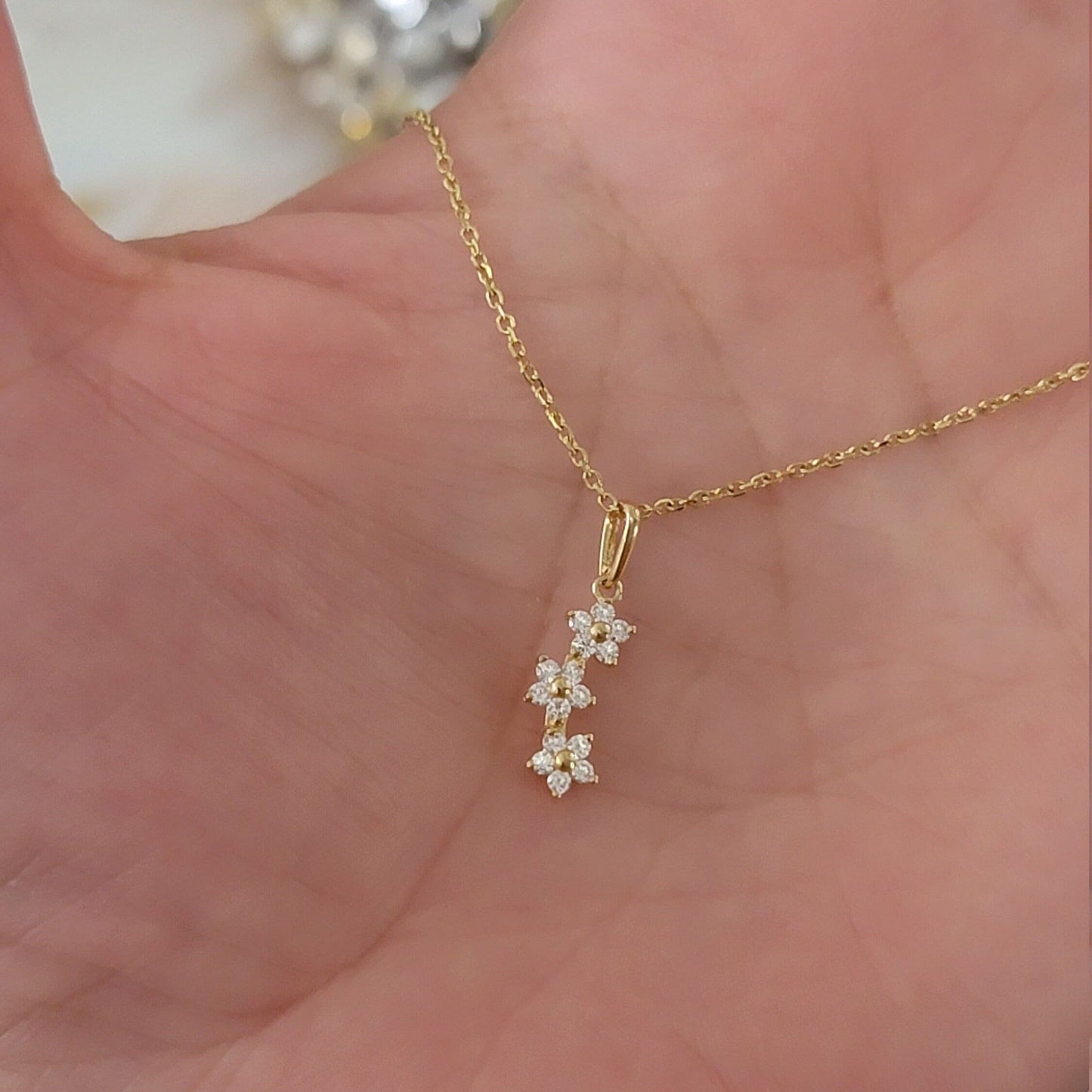 Diamond Flower Necklace for Women