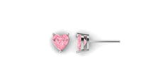 Heart Shaped Pink Sapphire Solitaire Stud Earrings