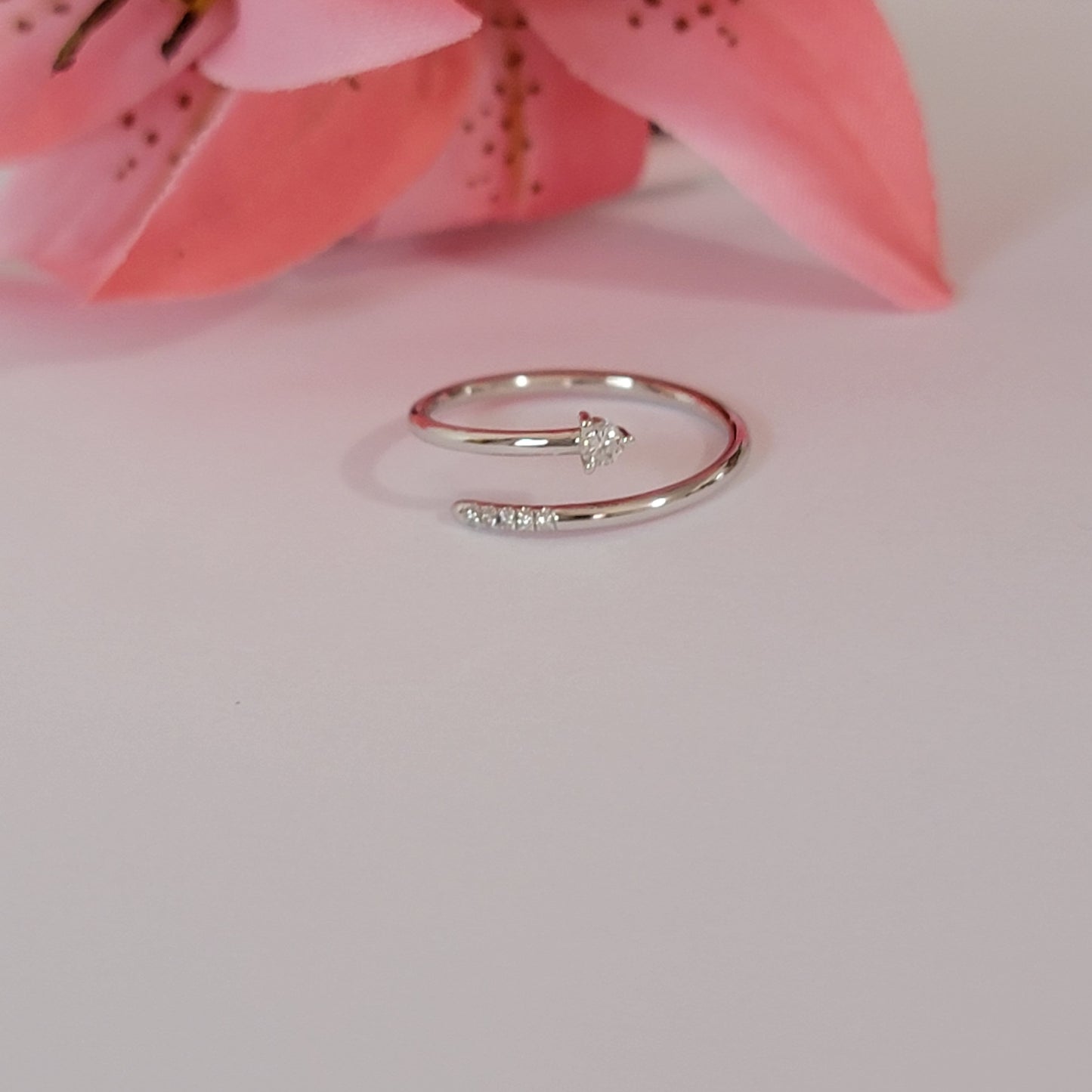 14k Solid Gold Spiral Diamond Ring, Diamond Wrap Ring, Spiral Ring, Dainty Diamond Ring, Minimalist Ring, Handmade Jewelry