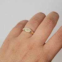 Oval Diamond Pave Signet Ring