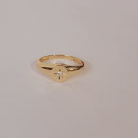 14K Yellow Gold Starburst Signet Ring