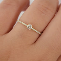 Petite Micropavé Diamond Engagement Ring In (0.12 Ct ) 0,15 Carat G -H Round Cut Diamond