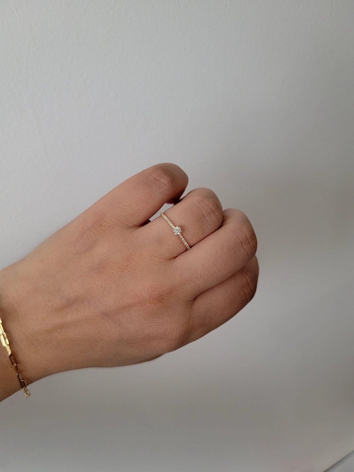 Petite Micro-pavé Diamond Engagement Ring In 14K Gold