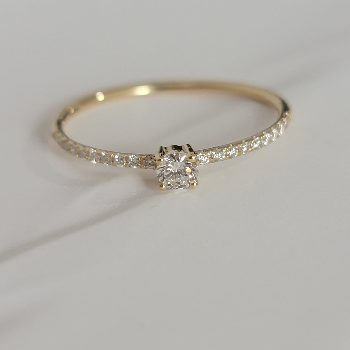 Petite Micro-pavé Diamond Engagement Ring In 14K Gold