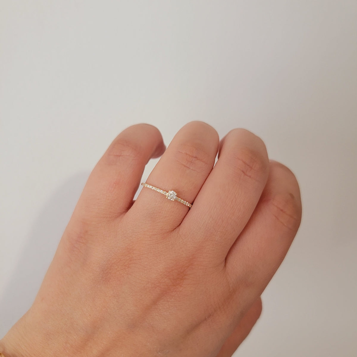 Petite Micro-pavé Diamond Engagement Ring In 14K Gold