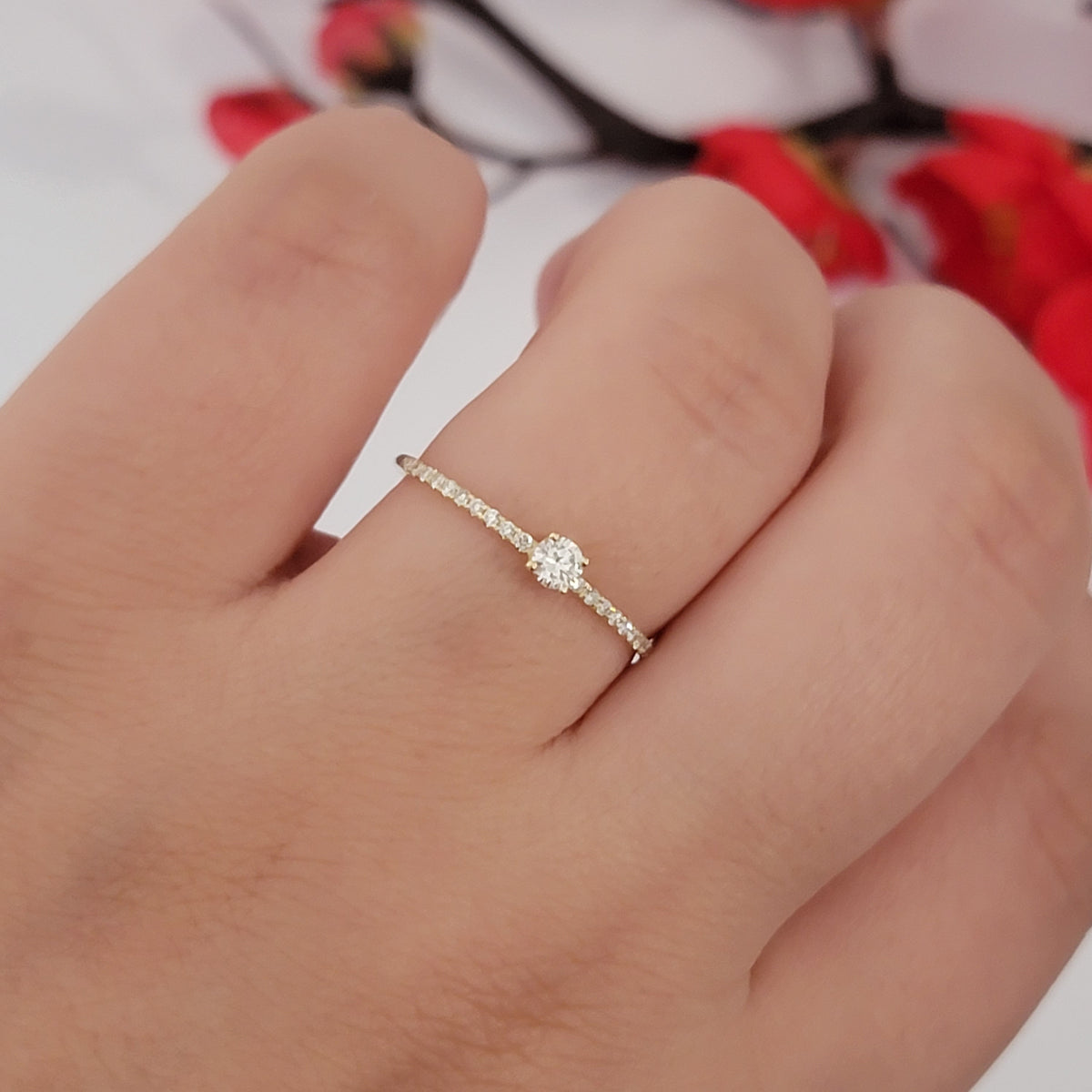 Petite Micro-pavé Diamond Engagement Ring In 14K Gold