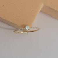 Petite Micro-pavé Diamond Engagement Ring In 14K Gold