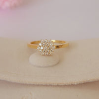 14kSolid Gold Natural Diamond 0.20Ct Minimalist Stackable Ring, Dainty Multi Stone Bridal Ring, Minimalist Diamond Flower, Anniversary Gift