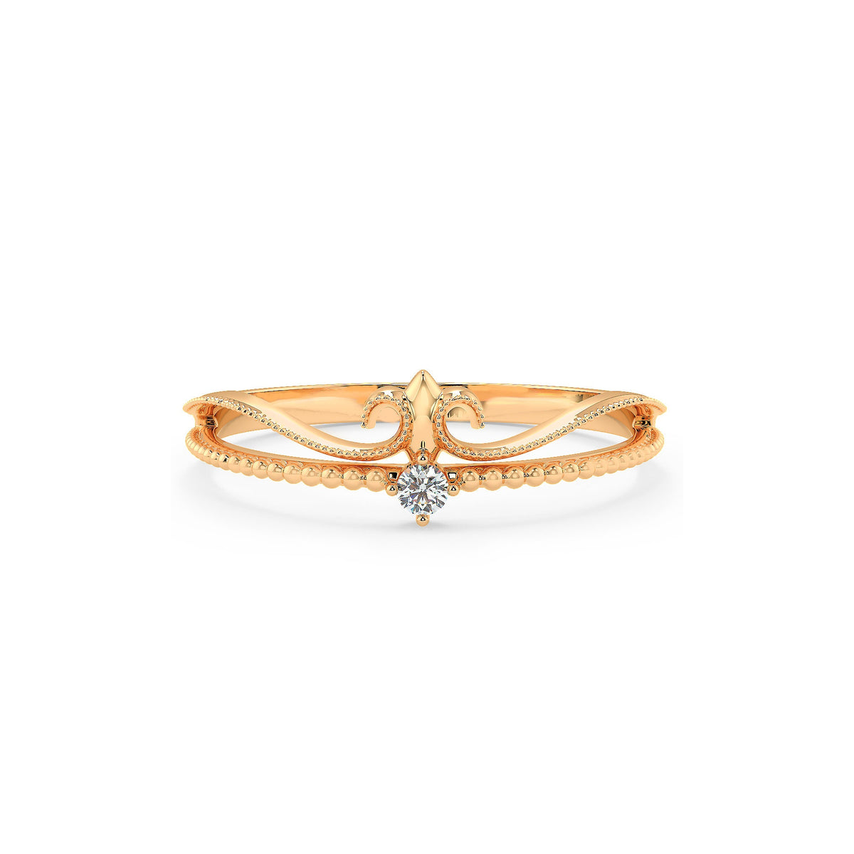 Fleur de Lis Ring, Diamond Ring, Dainty, Engagement Ring, Vintage Ring, Gold Ring, Crown Ring, Diamond Ring For Women, Wedding Ring, Band