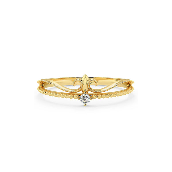 Fleur de Lis Ring, Diamond Ring, Dainty, Engagement Ring, Vintage Ring, Gold Ring, Crown Ring, Diamond Ring For Women, Wedding Ring, Band