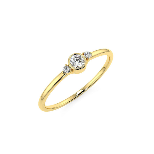 14k Gold Three Diamond Minimalist Ring