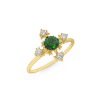 Emerald Diamond Vintage Engagement Ring