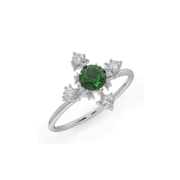 Emerald Diamond Vintage Engagement Ring