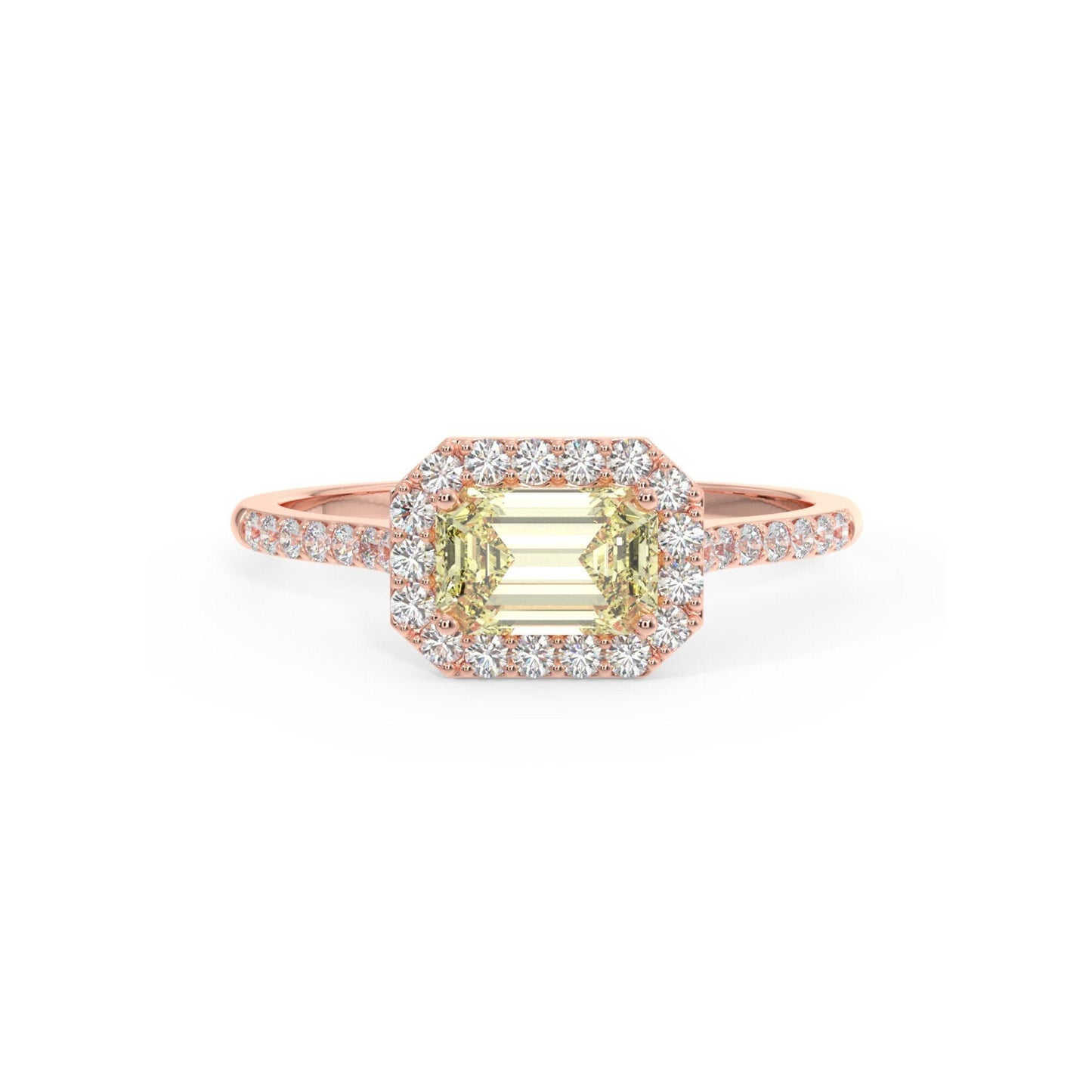 Emerald-Cut Peridot Engagement Ring
