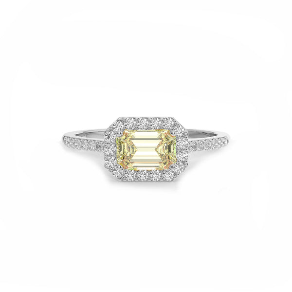 Emerald-Cut Peridot Engagement Ring