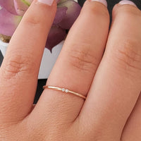 Minimalist Ring, Diamond Ring, 14k Gold Ring, Diamond Wedding Ring, Stackable Rings, Diamond Wedding Band, 14k Rose Gold Band, Dainty Ring