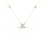 Marquise Flower Diamond Necklace, 14k Solid Gold Necklace, Bridal Necklace, Dainty Necklace, Victoria Marquise Diamond Flower Pendant