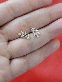 Trendy Leaf Diamond Earrings, Flower Earrings, Diamonds Earrings, Flower Stud Earrings, Women Earrings, Gold Studs, Diamond Studs, Earrings