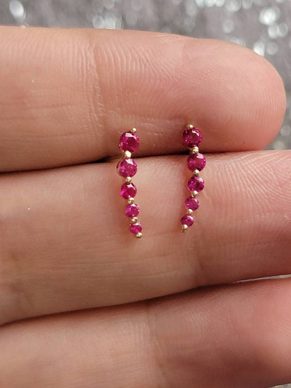 Curved Ruby Earrings Climber