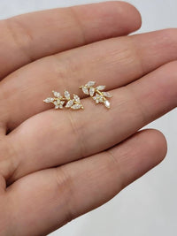 Trendy Leaf Diamond Earrings, Flower Earrings, Diamonds Earrings, Flower Stud Earrings, Women Earrings, Gold Studs, Diamond Studs, Earrings